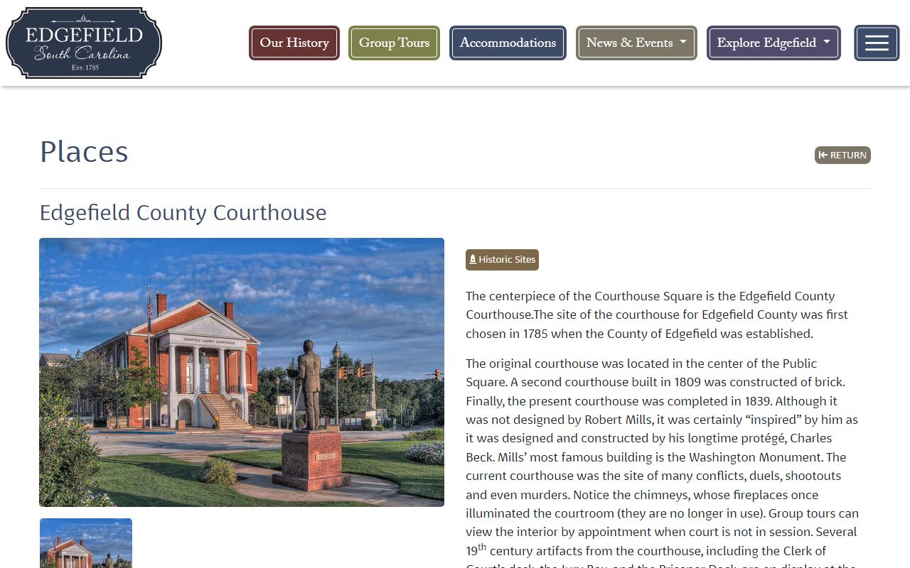 Edgefield County Circuit Court courthouse history source