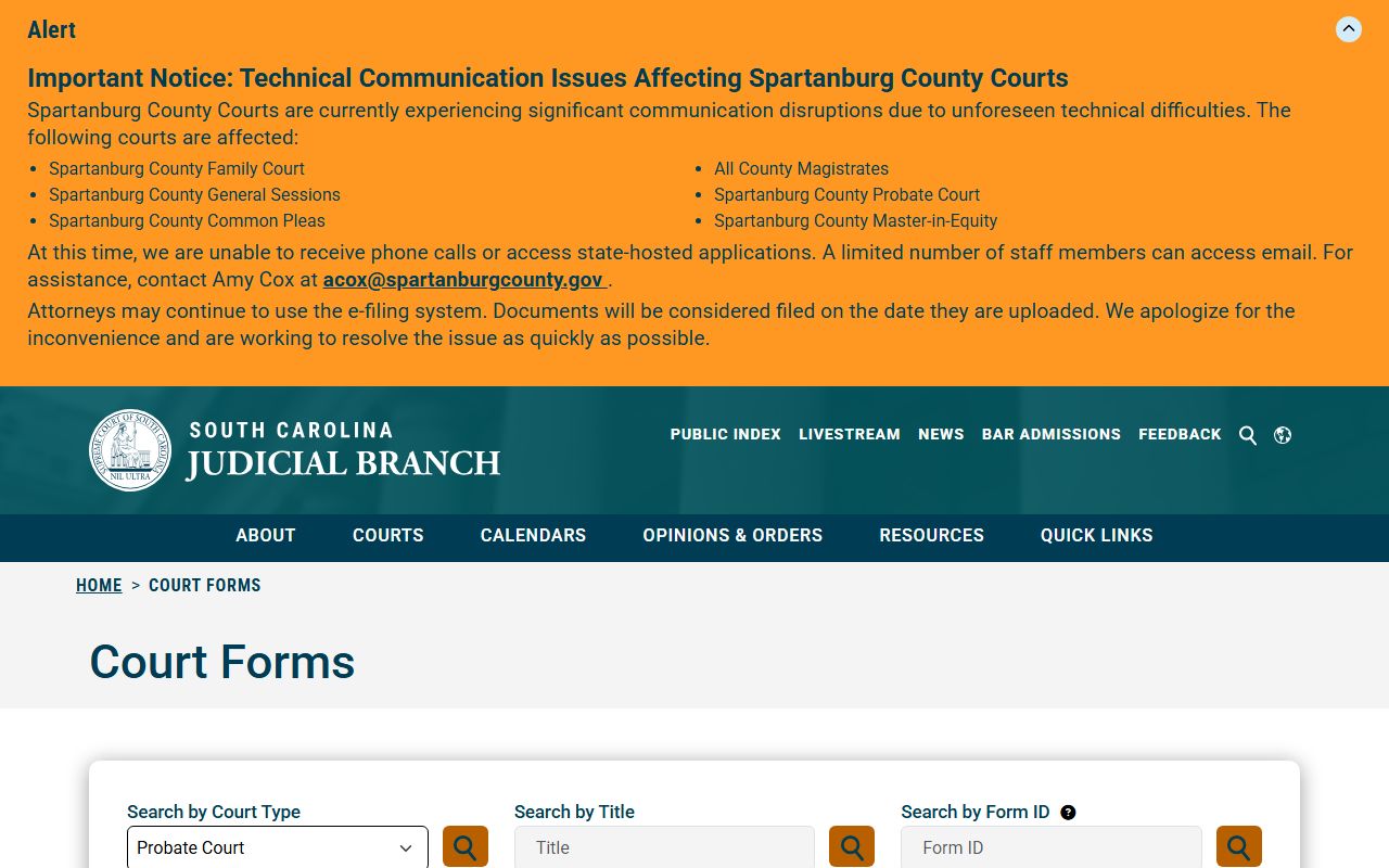 Edgefield County Clerk of Court assigned Probate Court forms source