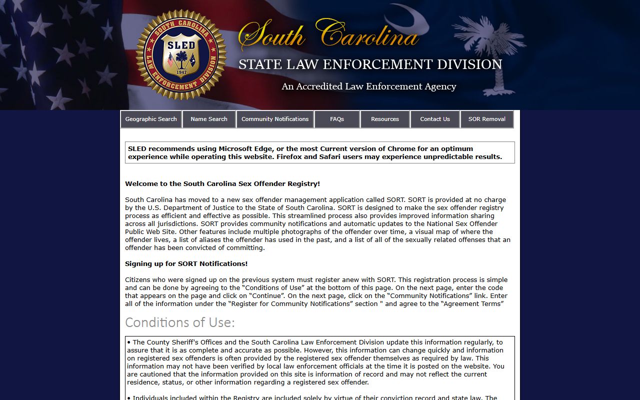 Edgefield County Clerk of Court assigned SLED registry source