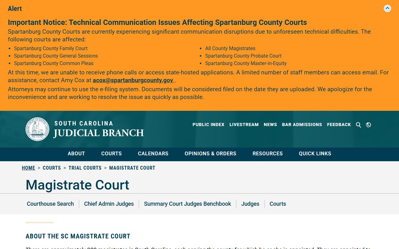 Edgefield County criminal court records Magistrate Court matters