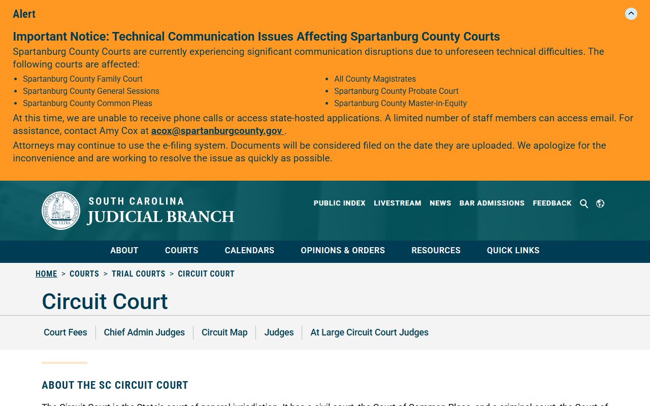 Edgefield County criminal court records Circuit Court jurisdiction