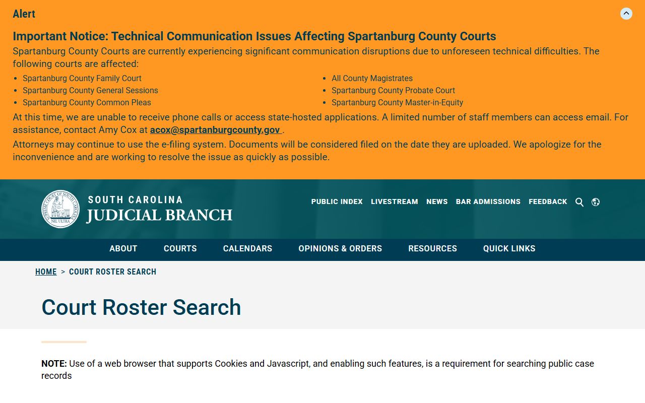 Edgefield County court records roster search