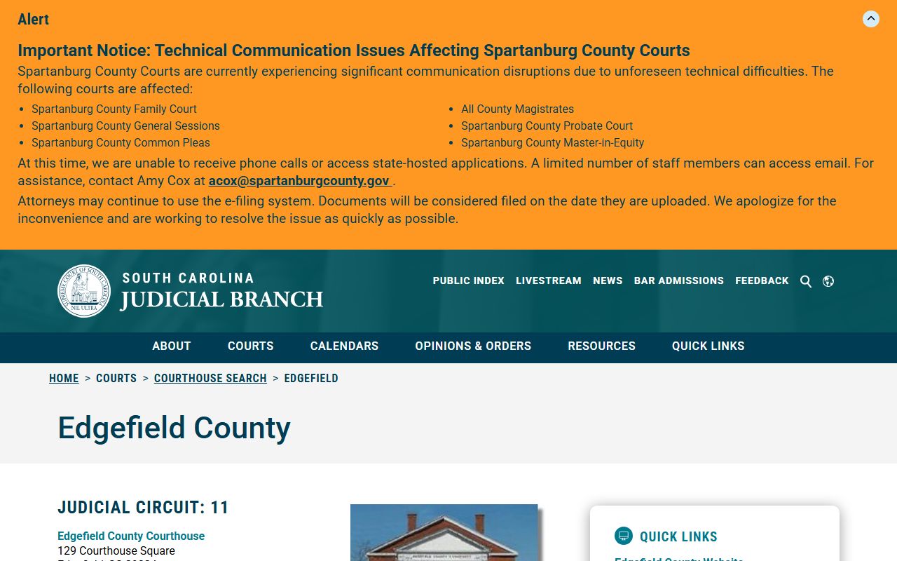 Edgefield County court records courthouse profile