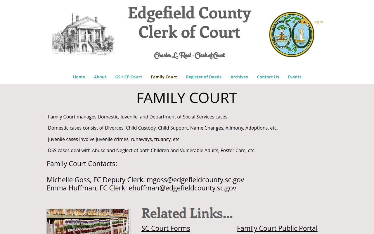 Edgefield County court records Family Court categories