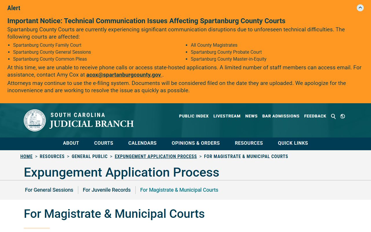 Edgefield County inmate records magistrate municipal court outcomes