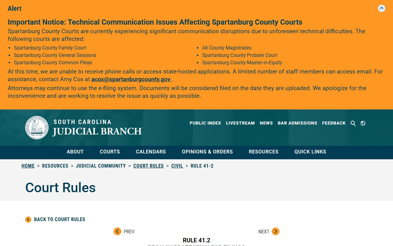Edgefield County traffic court records Rule 41.2 redaction